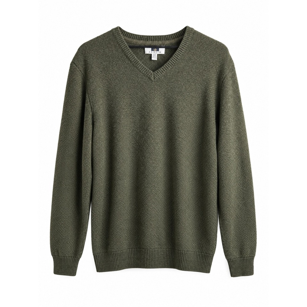 Joseph Abboud Men's XXL Olive Green Wool Blend V-Neck Sweater